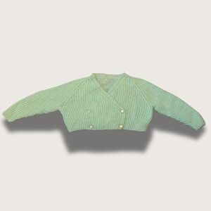 Vintage Handmade Double Lapel Knit crop  Sweater